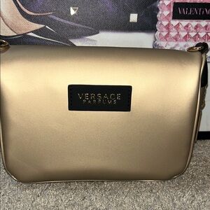 NWOT Versace Parfums "Limited Edition" Metallic Gold Crossbody Bag